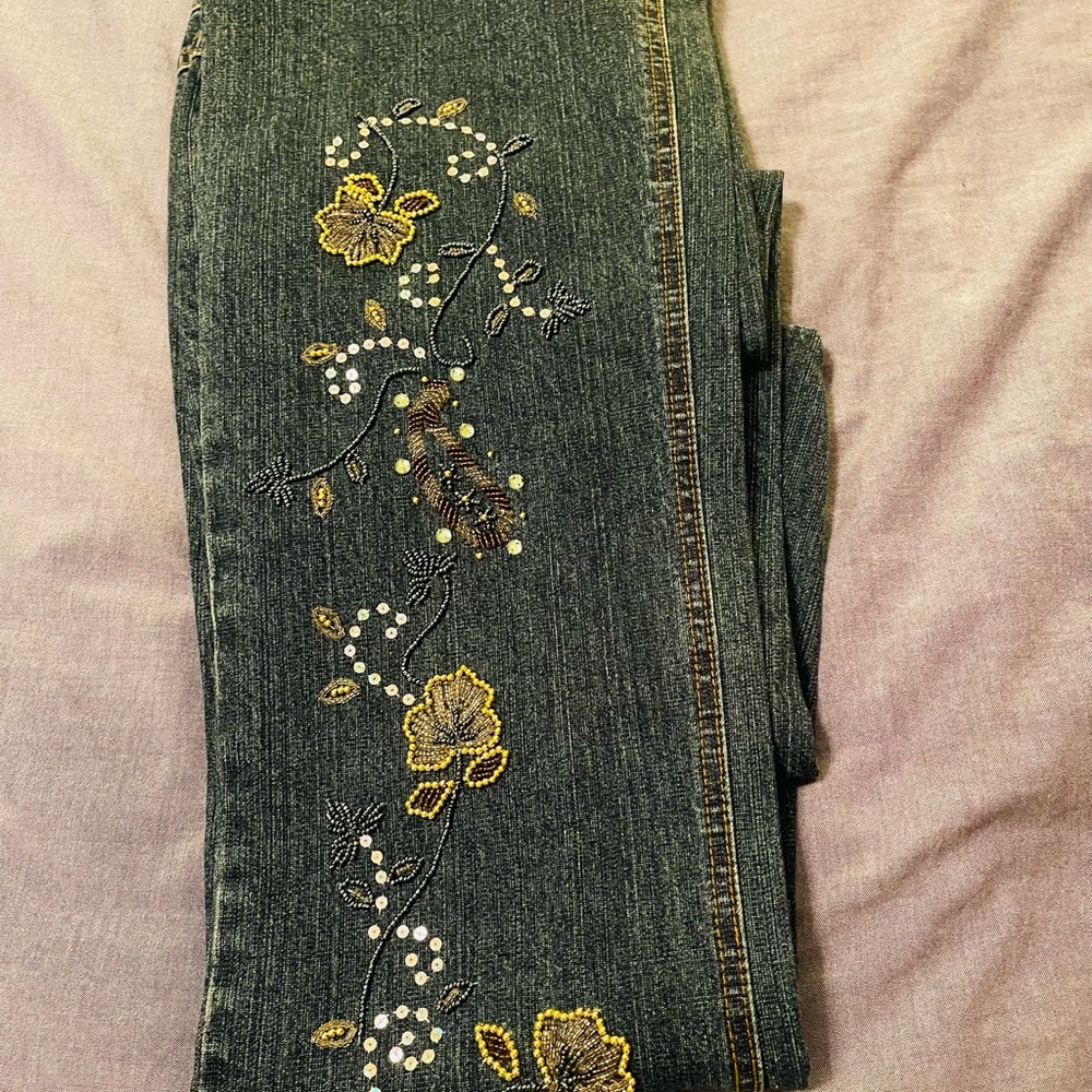 Willi Smith Jeans Women's 6 Embroidered with beads - Picture 6 of 7